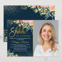 Blue Gold Floral Surprise Retirement Party Photo