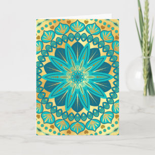 Blue Gold Flower Mandala Invitation