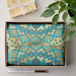 Blue Gold Flower Mandala Tissue Paper