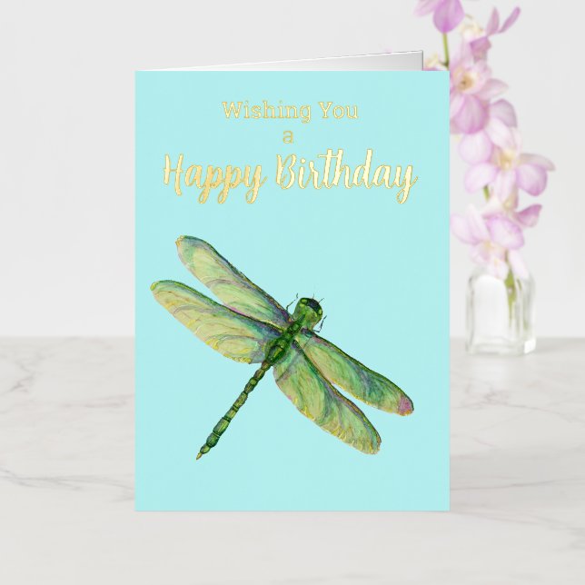 Blue Gold Foil Birthday Card (Orchid)