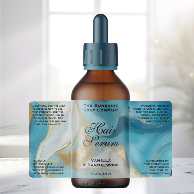 Blue Gold Foil Cosmetics or Dropper Bottle Label (Creator Uploaded)