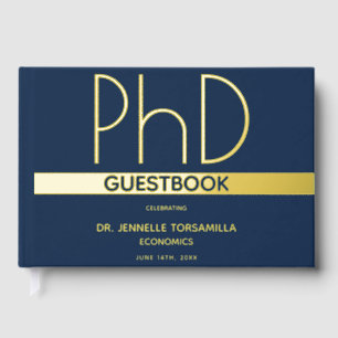 Blue Gold Foil PhD Graduation Guest Book