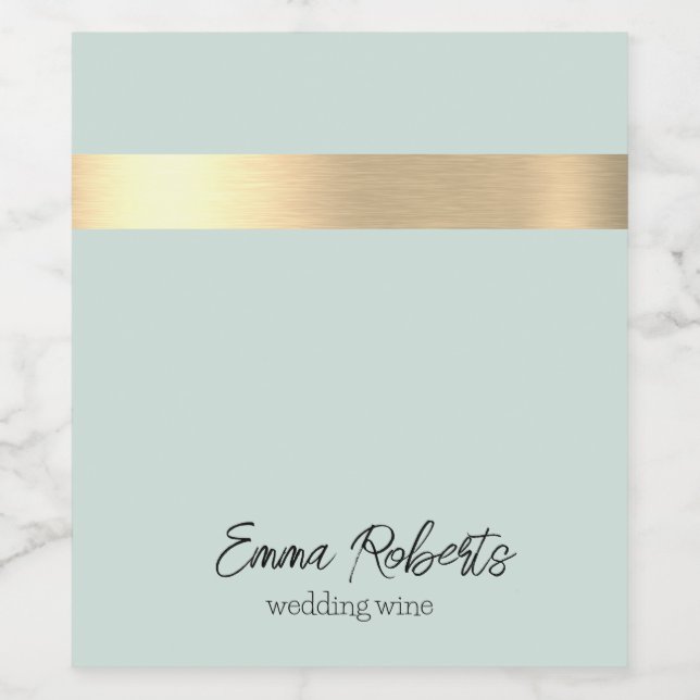 Blue Gold Foil Rustic Faux  Wine Label (Single Label)
