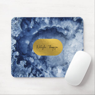 Blue Gold Foil Sea Crystals Signature   Mouse Mat