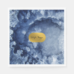 Blue Gold Foil Sea Crystals Signature   Napkin