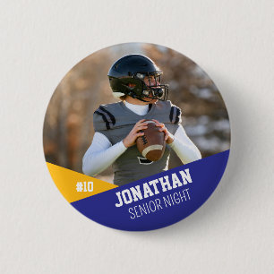 Blue Gold Football Button Senior Night Team Kids