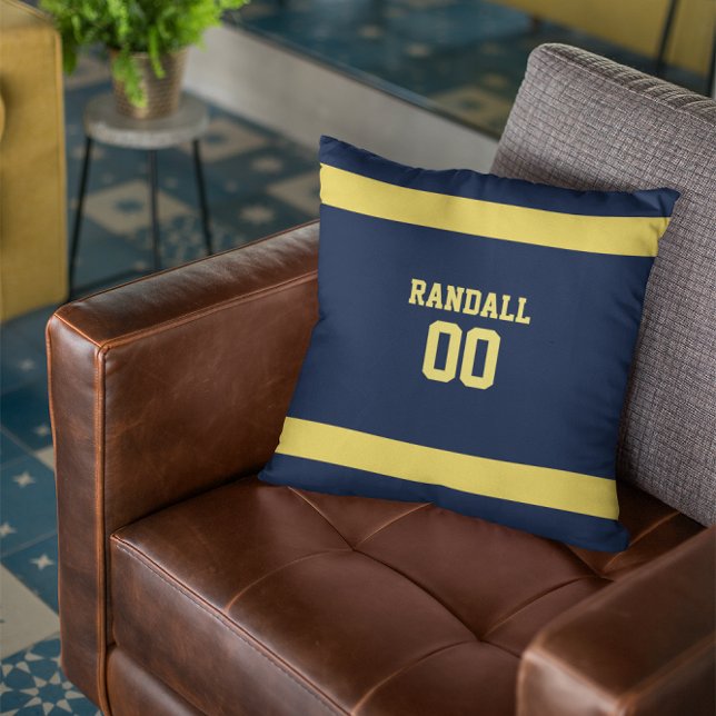 Blue & Gold Football Team Personalised Cushion (Creator Uploaded)