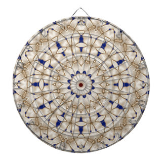 Blue Gold Geometric Floral Dartboard
