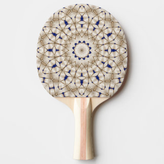 Blue Gold Geometric Floral Ping Pong Paddle