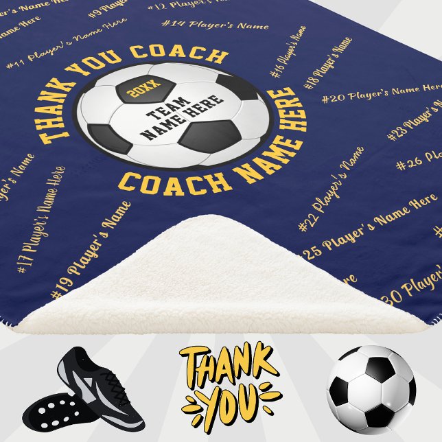 Blue Gold, Gift Ideas for Soccer Coaches, Soccer Sherpa Blanket (Soccer Gifts Coach. This soccer blanket will be awesome, soccer coach gifts thank you. Soccer Coach.)