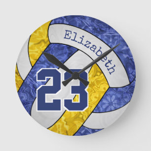 blue gold girls volleyball team colours round clock