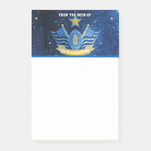 Blue Gold Glitter American Football Coach Fathers Post-it Notes