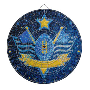 Blue Gold Glitter American Football Jersey MVP Dartboard