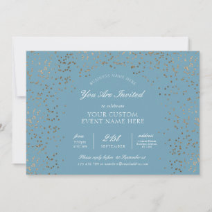 Blue & Gold Glitter Business Gala Dinner Event Invitation