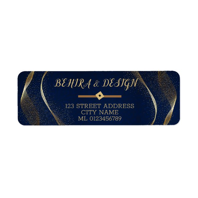 Blue gold glitter chic fresh Return Address Labels (Front)