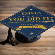 Blue Gold Glitter Class Of 2025 You Did It Quote 