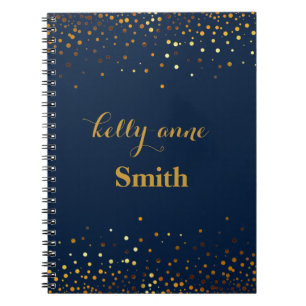 Blue Gold Glitter Faux Foil Glamorous kraft Notebook