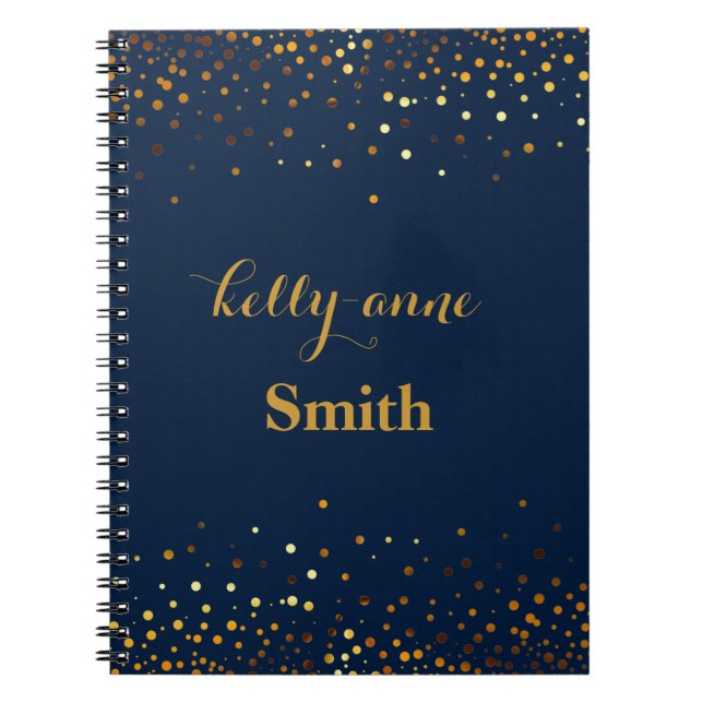 Blue Gold Glitter Faux Foil Glamourous kraft Notebook (Front)
