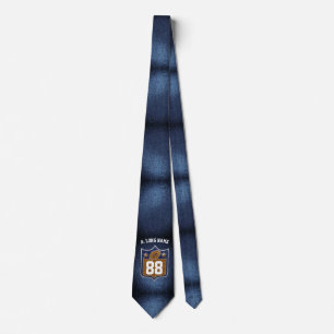 Blue & Gold Glitter Football Player Team Spirit Tie