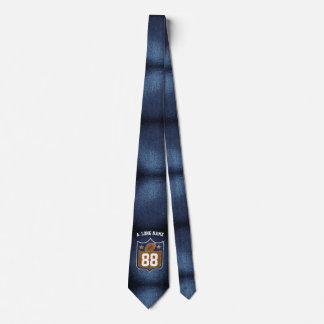 Blue & Gold Glitter Football Player Team Spirit Tie