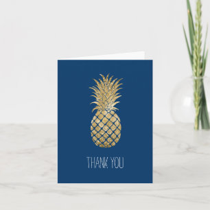 Blue Gold Glitter Glitzy Pineapple Thank You 