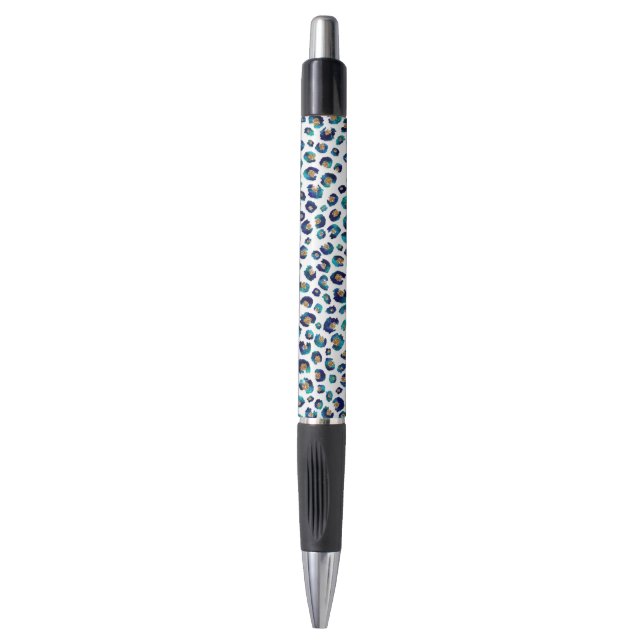 Blue Gold Glitter Leopard Pattern (Front Vertical)