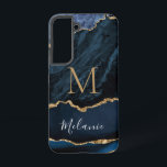 Blue Gold Glitter Marble Cuatom Name and Letter Samsung Galaxy Case<br><div class="desc">Samsung Galaxy Cases or iPhone Cases with Monogram Name Agate Navy Blue Gold Gemstone Marble Geode Glitter Sparkle Personalised Birthday - Anniversary or Wedding Gift / Suppliest - Add Your Letter / Name - Text or Remove - Make Your Special Gift - Resize and move or remove and add text...</div>