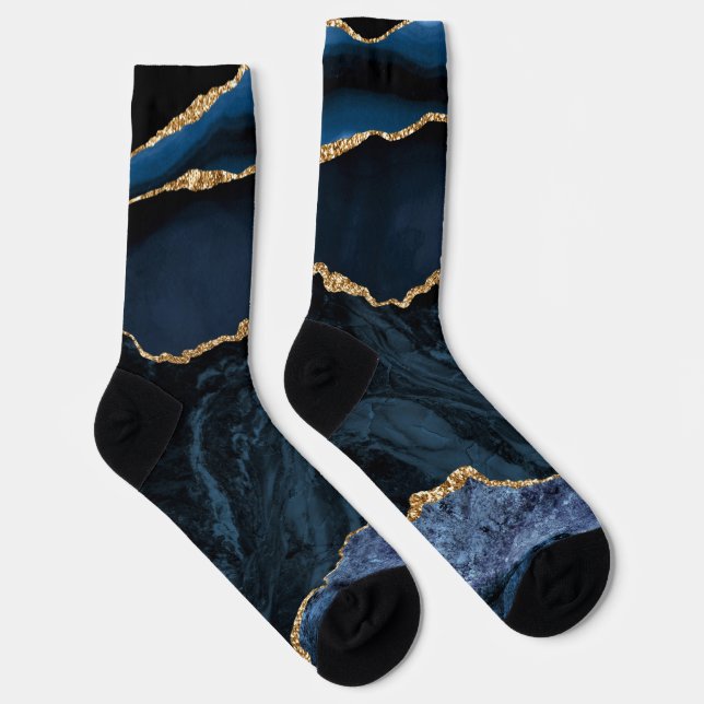 Blue Gold Glitter Marble Socks (Right)