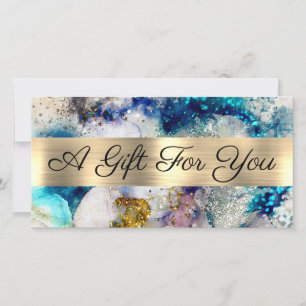Blue gold glitter watercolor gift certificate