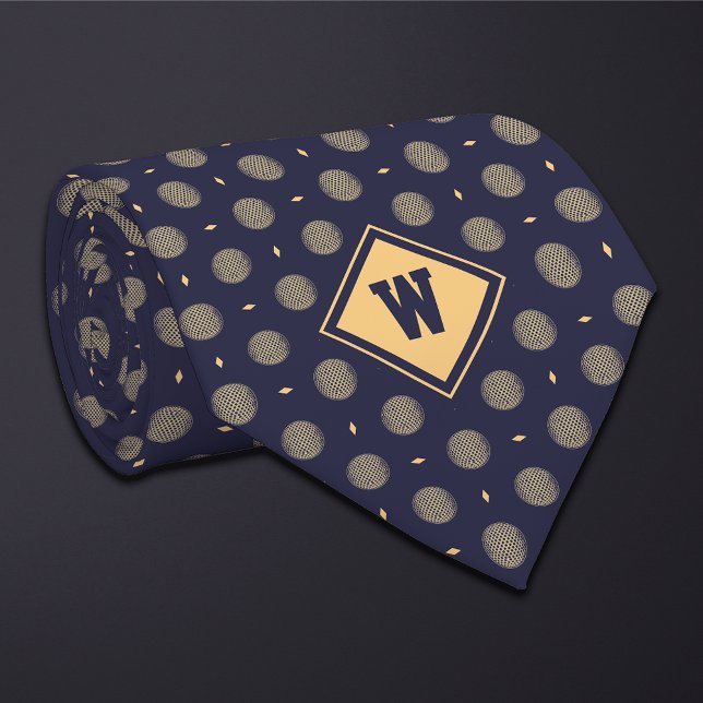 Blue Gold Golf Ball Icon Necktie (Creator Uploaded)