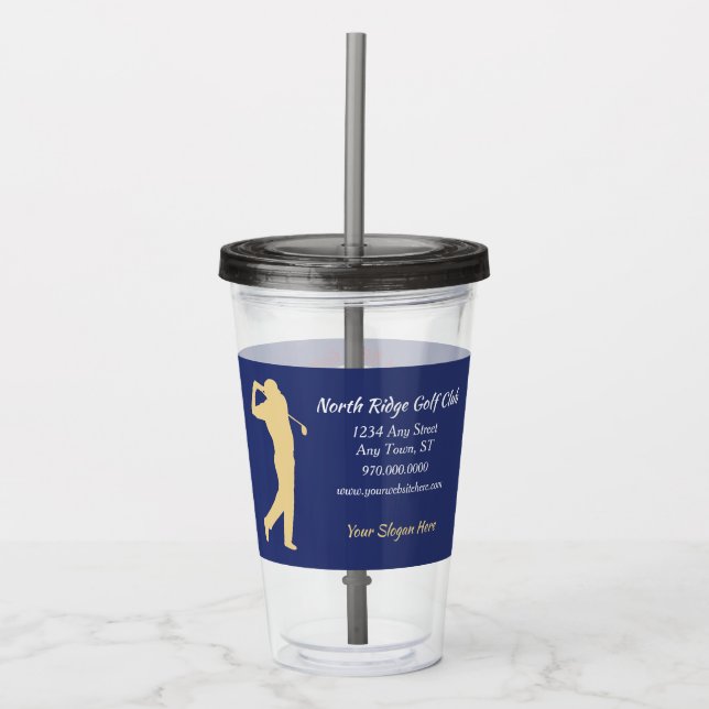 Blue Gold Golf Club Advertisement Acrylic Tumbler (Front)
