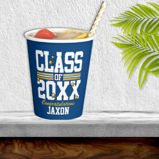 Blue|Gold Graduating Class Year Paper Cups