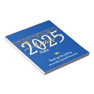 Blue Gold Graduation Candy Bar Wraps Party Favour Notepad
