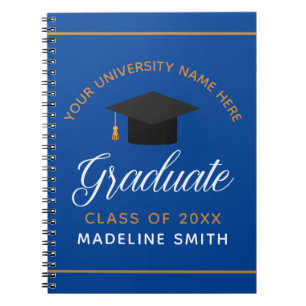 Blue Gold Graduation Custom Class of 2022 Graduate Notebook