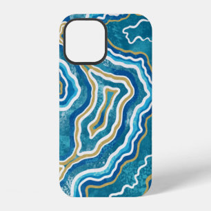 Blue Gold Graphic Agate Case-Mate iPhone 12 Cases
