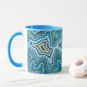 Blue Gold Graphic Agate Mug