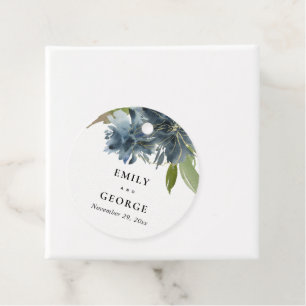 BLUE GOLD GREEN FLORAL WATERCOLOR FLORAL WEDDING FAVOUR TAGS