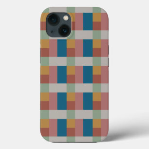 Blue Gold Grey Green Terracotta Colour Block iPhone 13 Case