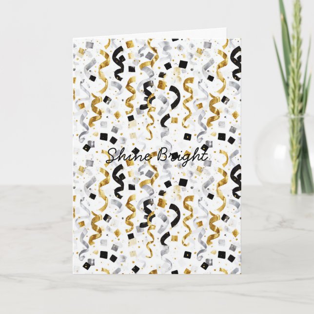 Blue Gold Grey Stripes Christmas Celebration  Card (Front)