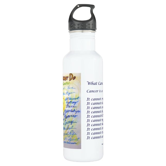 Blue Gold Heart What Cancer Cannot Do 710 Ml Water Bottle (Front)