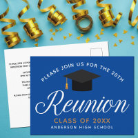 Blue Gold High School Reunion Custom Party Invitat