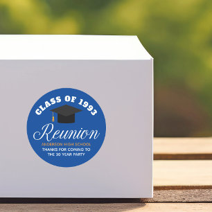 Blue Gold High School Reunion Personalised Party Classic Round Sticker