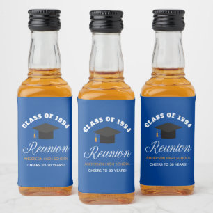 Blue Gold High School Reunion Personalised Party Liquor Bottle Label
