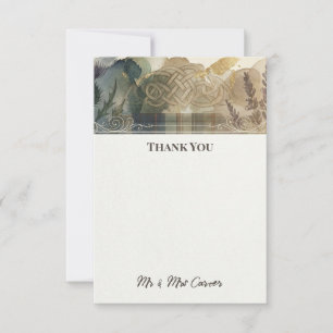 Blue Gold Highland Wedding Thank You Card