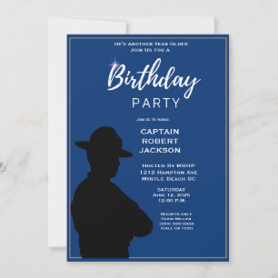 Blue Gold Highway Patrol Birthday Party    Invitation