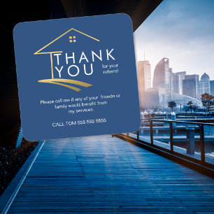Blue Gold House Real Estate Referral Sticker