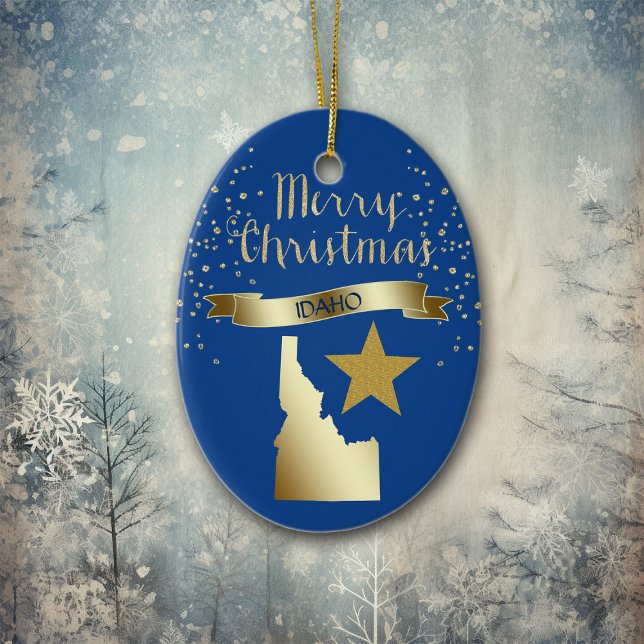 Blue Gold Idaho Star Ceramic Tree Decoration (Creator Uploaded)