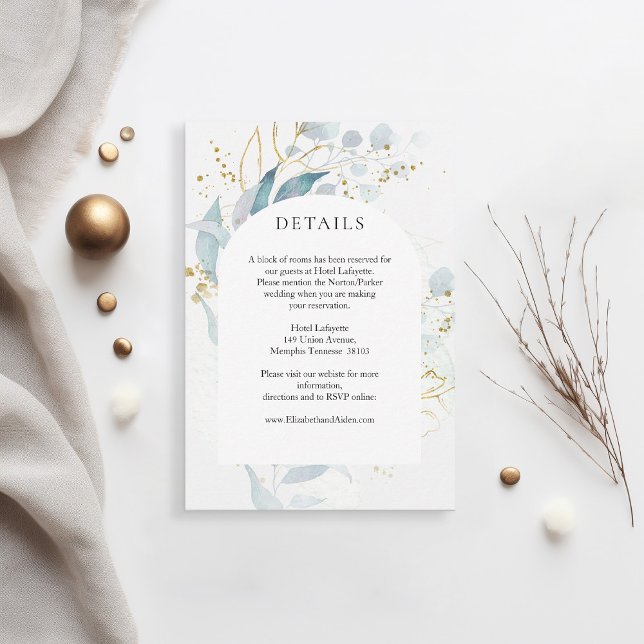 Blue Gold (Imitate) White Wedding Collection RSVP Card (Creator Uploaded)