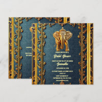 Blue gold indian elephant floral bridal shower
