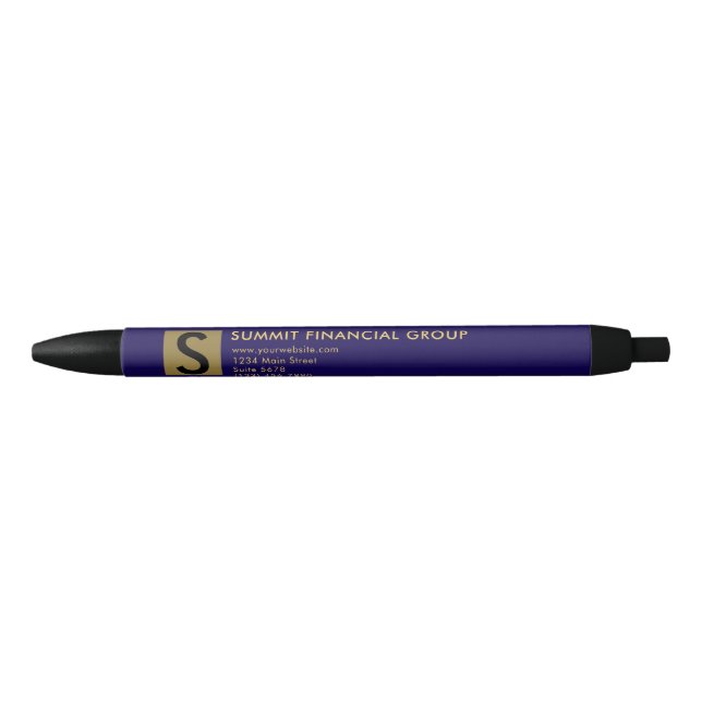 Blue Gold Initial Logo Professional Design pen (Front)